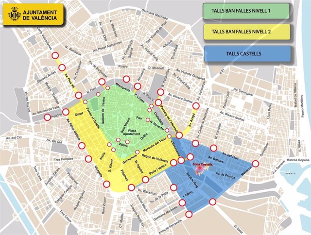 El centro de València, peatonal durante las Fallas