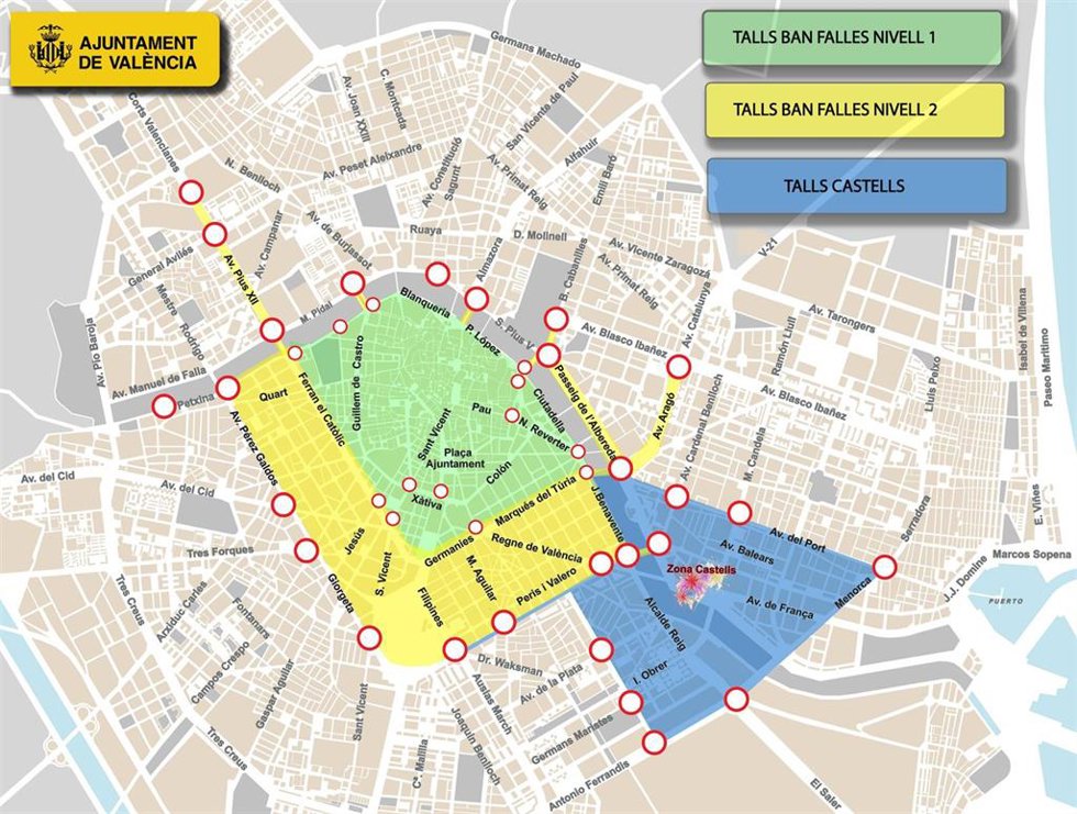El centro de Valncia, peatonal durante las Fallas