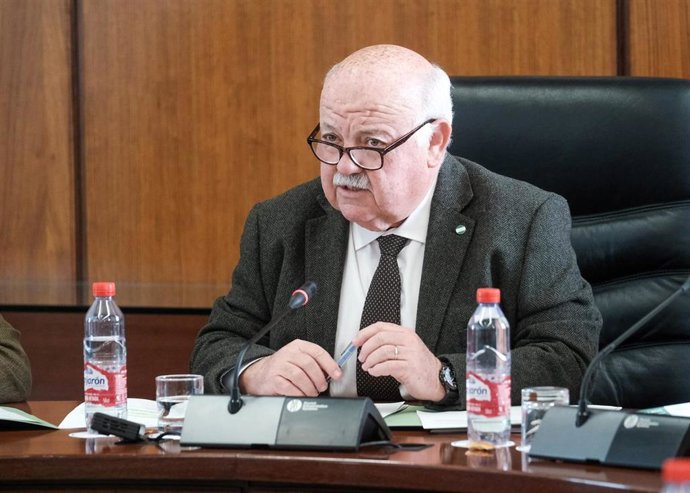 El presidente del Parlamento de Andalucía, Jesús Aguirre, este miércoles en la Junta de Portavoces.