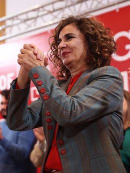 La vicesecretaria general del PSOE y ministra de Hacienda, María Jesús Montero, durante un acto del PSOE, en una foto de archivo.