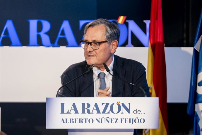 Archivo - El director del periódico 'La Razón', Francisco Marhuenda, interviene en una conferencia, en la Sede de La Razón