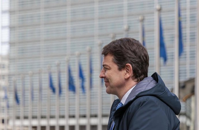 El presidente de la Junta, Alfonso Fernández-Mañueco, durante su visita institucional a Bruselas.