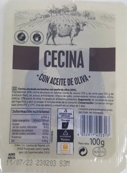 Lote de cecina en aceite de oliva de la marca LIDL retirado por presencia de la bacteria 'Listeria monocytogenes', que causa la listeriosis.