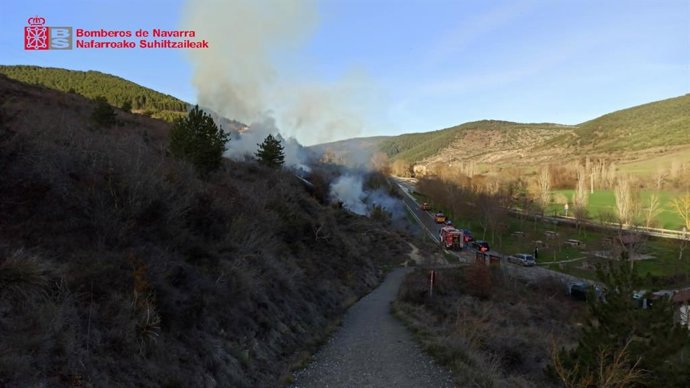 Imagen del incendio declarado en Zabaldika