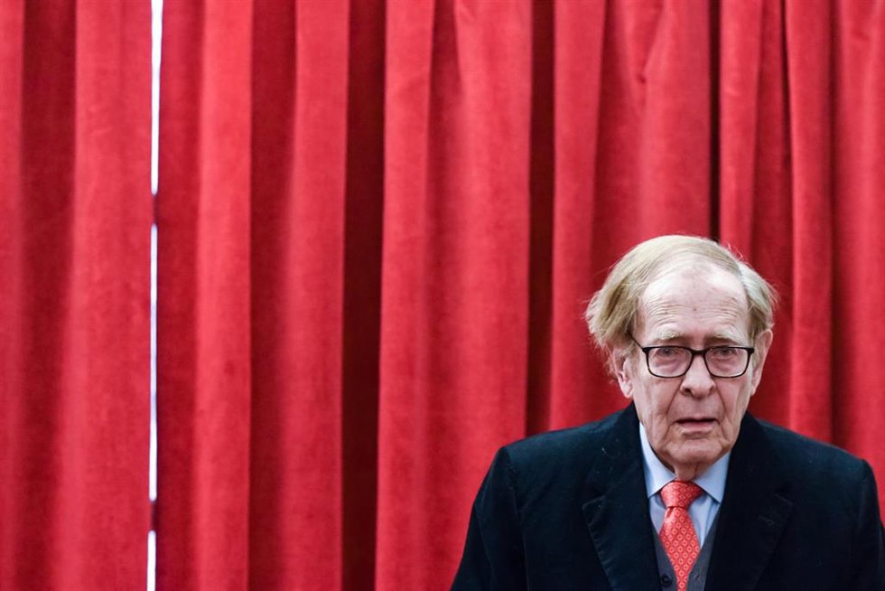 El exdiputado en las Cortes Generales y economista, Ramón Tamames, durante la II Sesión del Ciclo de Conferencias Enrique Fuentes Quintana, en la Real Academia de Ciencias Morales y Políticas, a 14 de marzo de 2023, en Madrid (España).