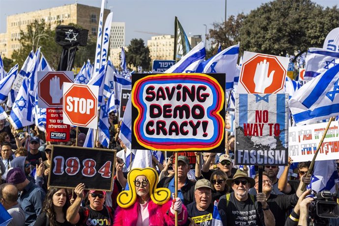 Protestas en Jersualén contra la reforma judicial propuesta por el Gobierno de Netanyahu