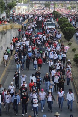 Archivo - Marcha de apoyo al Gobierno de Daniel Ortega en Managua, Nicaragua