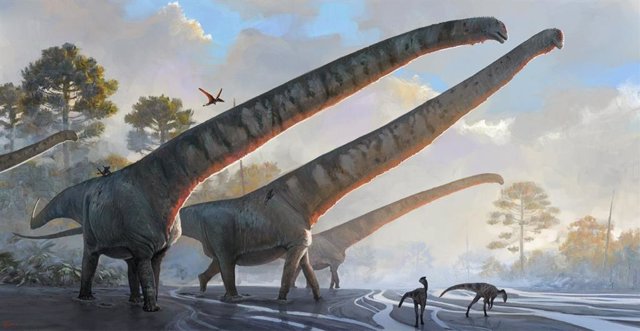 El saurópodo, Mamenchisaurus sinocanadorum, sobresalía por encima de otros dinosaurios con un cuello de 15 metros de largo.