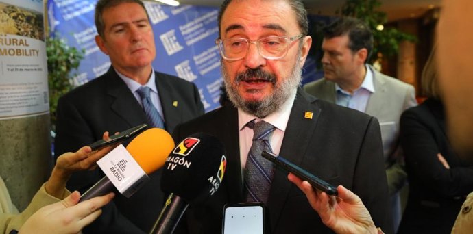 El presidente de Aragón, Javier Lambán, en una jornada en La Almunia.