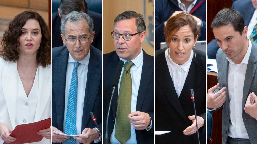 Isabel Díaz Ayuso, Enrique Ossorio, Alfonso Serrano, Mónica García y Juan Lobato