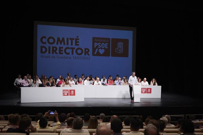 Archivo - El Secretario General del PSOE-A, Juan Espadas, durante el Comité Director de la federación socialista andaluza en el Teatro Auditorio de Riberas del Guadaíra, a 14 de julio de 2022 en Sevilla (Andalucía, España) (Foto de archivo).