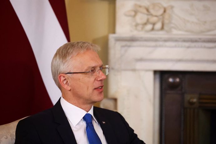 Archivo - 14 March 2022, United Kingdom, London: Arturs Krisjanis Karins, Prime Minister of Latvia, speaks during his meeting with UKPrime Minister Boris Johnson in 10 Downing Street. Photo: Hannah Mckay/PA Wire/dpa