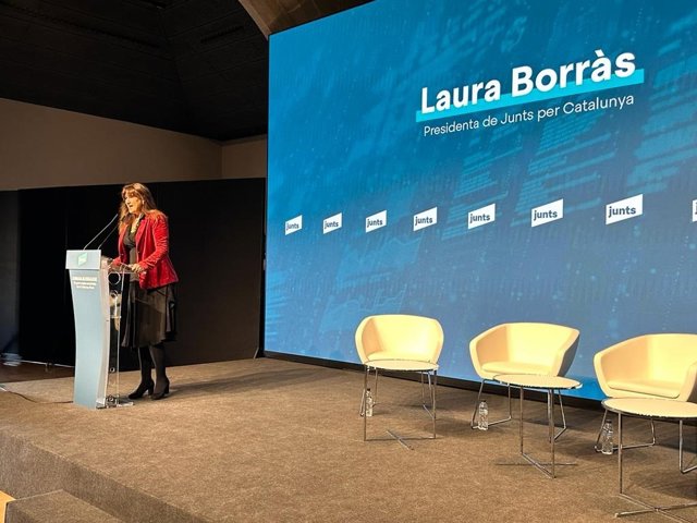 La presidenta de Junts, Laura Borràs, en unes jornades de Junts sobre fiscalitat
