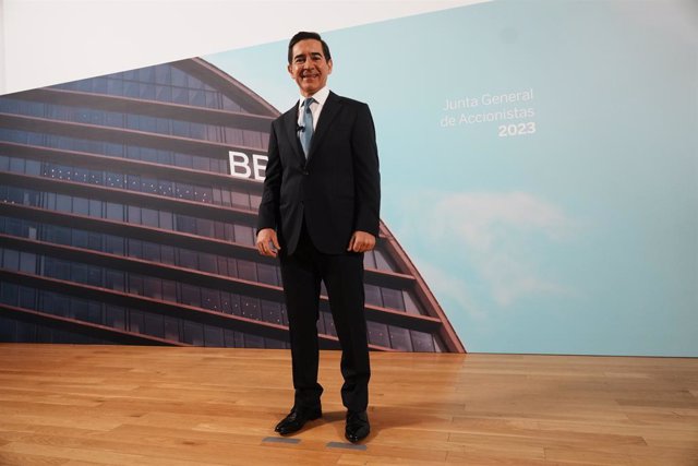 El presidente de BBVA, Carlos Torres Vila, en Bilbao con motivo de la Junta de Accionistas del banco.