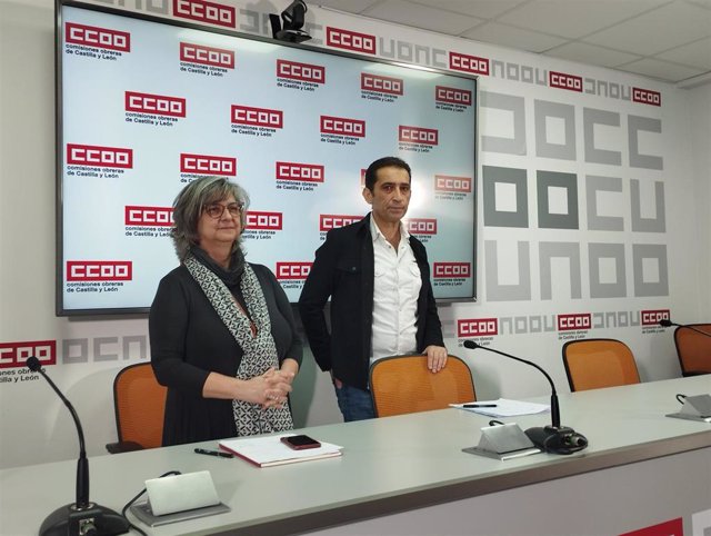 Los secretarios de CCOO en Castilla y León y Madrid, Vicente Andrés, y Paloma López