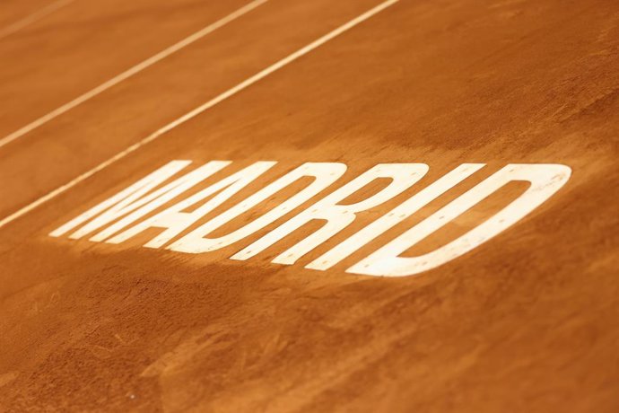 Archivo - Madrid logo in Manolo Santana court during the Mutua Madrid Open 2022 celebrated at La Caja Magica on May 05, 2022, in Madrid, Spain.