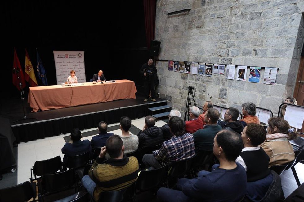 La presidenta Chivite, en momento de la reunión