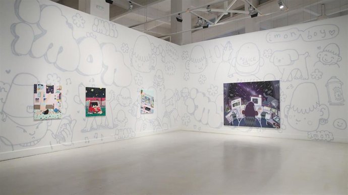 Obras del joven autor malagueño Imon Boy, que por primera vez expone en un museo.