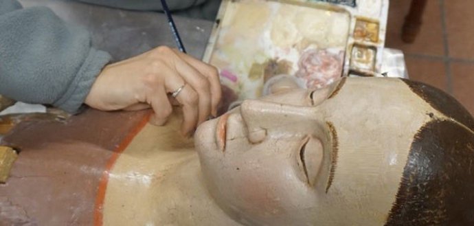 La Virgen de la Cama de Calamocha (Teruel) lucirá como nueva en las próximas fiestas.