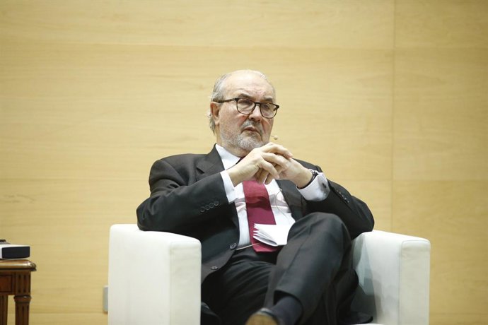 Archivo - El exministro de Economía, Pedro Solbes, durante el acto conmemorativo. 