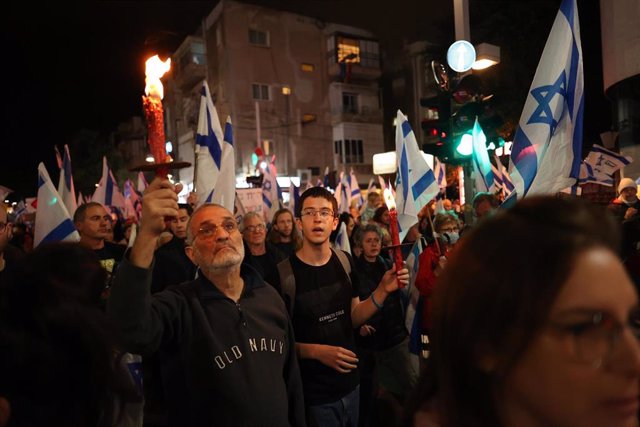 Manifestación contra la reforma judicial en Tel Aviv, Israel