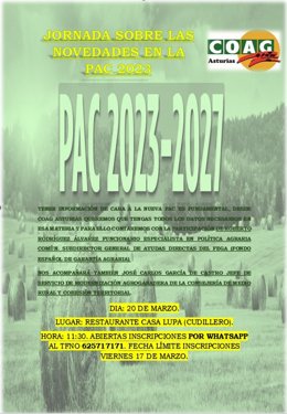 Cartel de la Jornada sbre las novedades de la PAC 2023