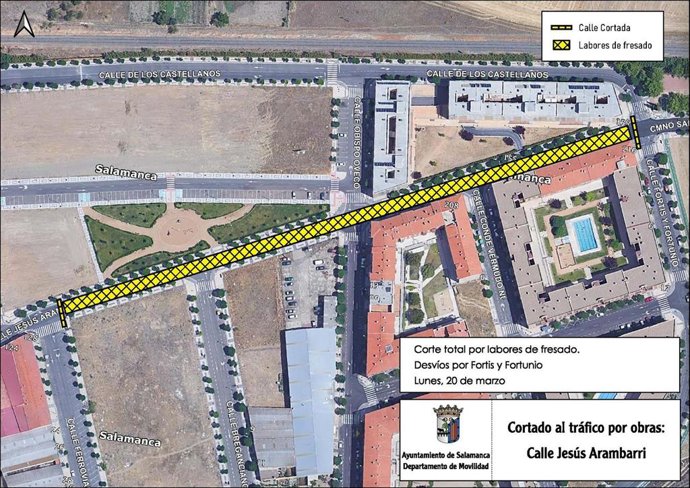 La calle Jesús Arambarri de Salamanca estará cortada al tráfico a partir de este lunes por renovación del firme