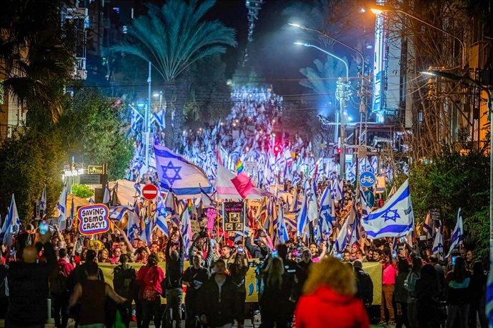 Manifestación contra la reforma judicial en Tel Aviv, Israel