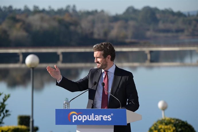 Archivo - El expresidente del PP, Pablo Casado, en la última Junta Directiva Provincial del PP de A Coruña de 2021, donde realizó las declaraciones sobre el catalán en las escuelas.