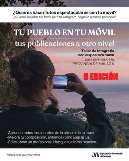 Cartel promocional de los talleres con dispositivos móviles.