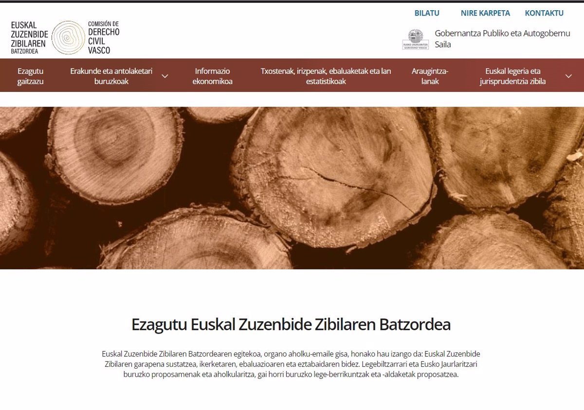 Euskal Zuzenbide Zibilaren Batzordeak Webgunea Estreinatu Du