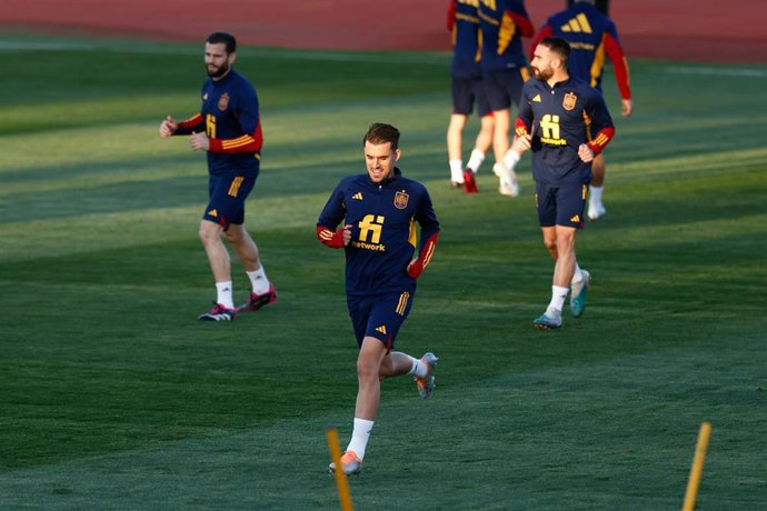 El centrocampista del Real Madrid Dani Ceballos, durante un entrenamiento con la selección española en Las Rozas. 