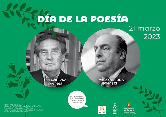 Las bibliotecas municipales de Valladolid se suman al Día Mundial de la Poesía recordando a Pablo Neruda y Octavio Paz