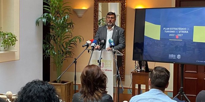 El alcalde de Utrera, José María Villalobos, en la presentación del plan estratégico del municipio en materia de turismo.