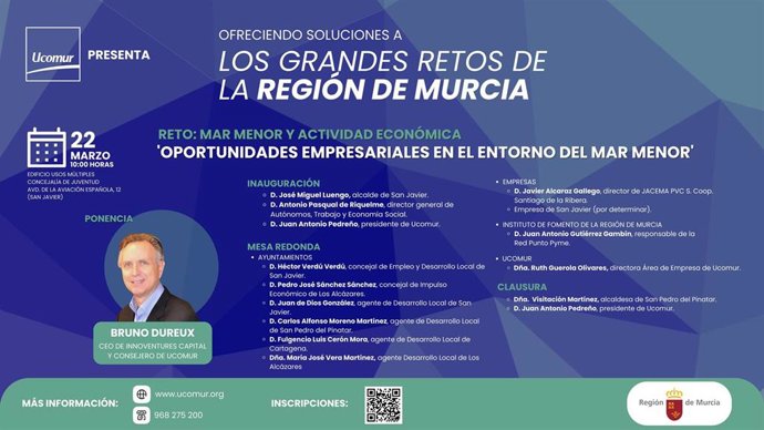 Programación de la jornada 'Oportunidades empresariales en el entorno del Mar Menor'