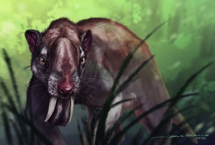 Una reconstrucción de Thylacosmilus atrox