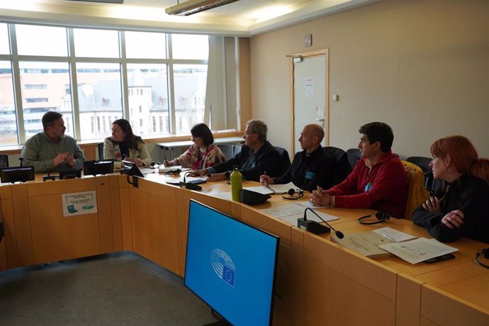 Imagen del encuentro mantenido en Bruselas de IU y la Mesa Social del Agua con la Comisión Europea.