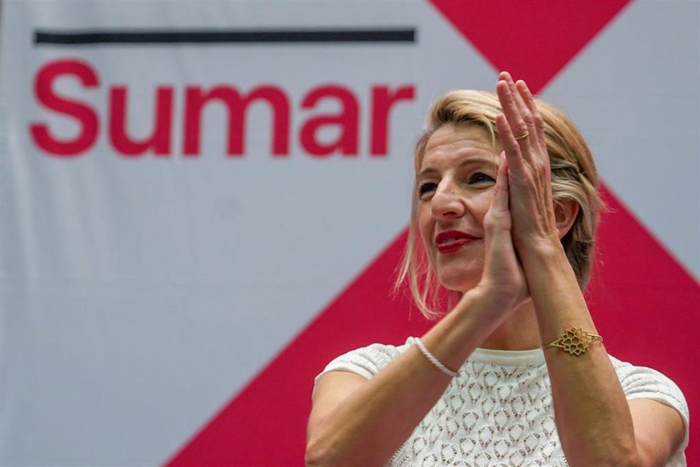 La vicepresidenta segunda del Gobierno y ministra de Trabajo y Economía Social, Yolanda Díaz, durante acto de escucha de su proyecto Sumar en Andalucía a 19 de marzo del 2023 en Sevilla. Andalucía.