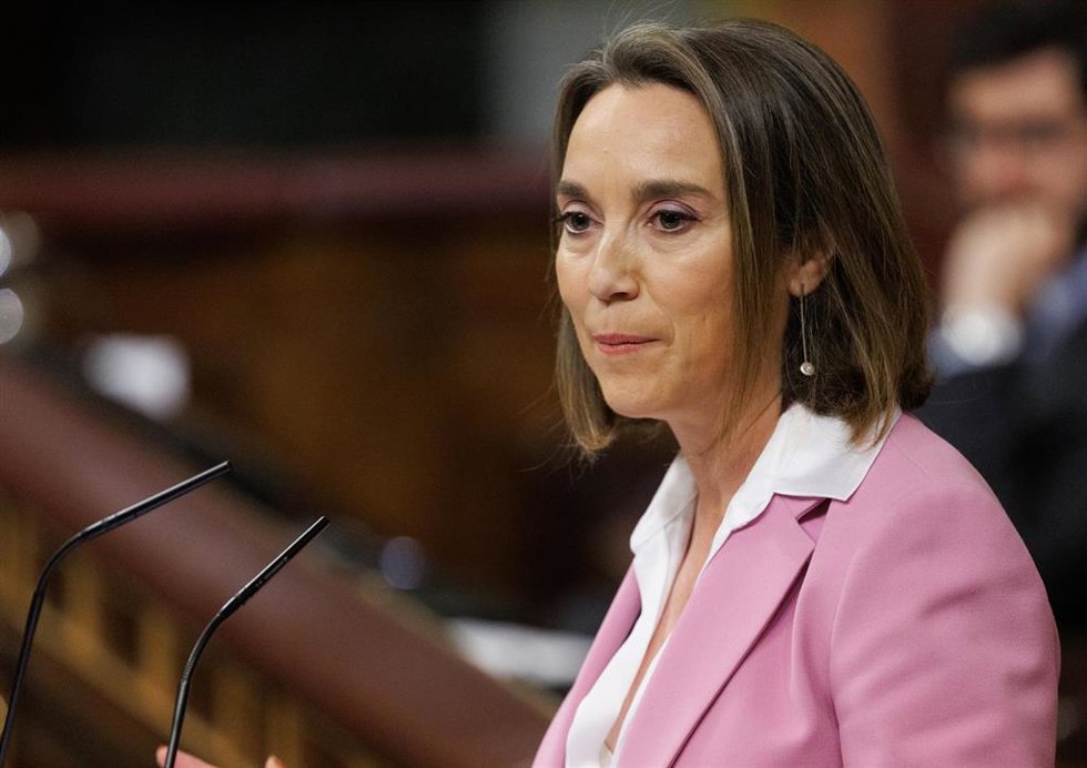 La portavoz del PP en el Congreso, Cuca Gamarra, interviene durante la segunda sesión de la moción de censura, en el Congreso de los Diputados, a 22 de marzo de 2023, en Madrid (España). El Salón de Plenos del Congreso acoge la segunda sesión y posterio