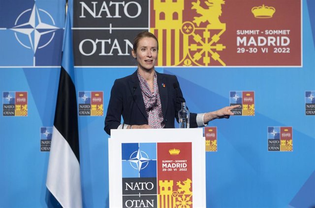 Archivo - La primera ministra de Estonia, Kaja Kallas, durante una rueda de prensa en el marco de la cumbre de la Alianza Atlántica en Madrid, en 202