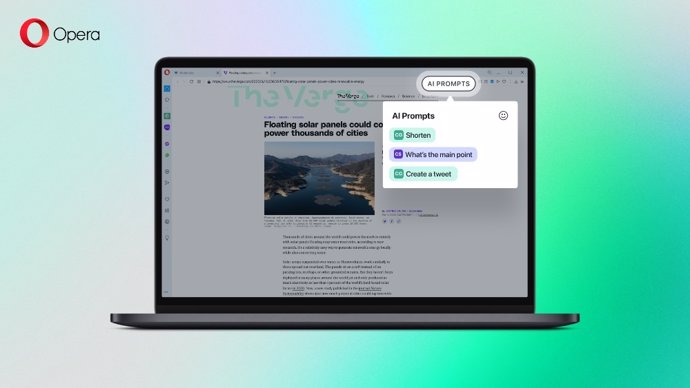 Herramienta 'AI Prompts' en el navegador Opera