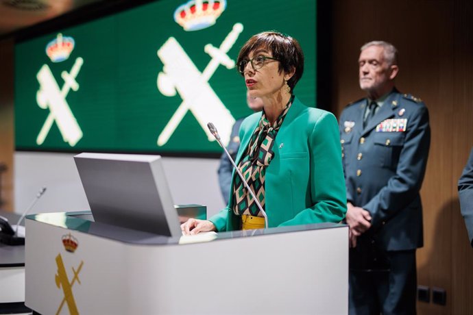 La directora general de la Guardia Civil, María Gámez, ofrece una rueda de prensa para presentar su dimisión al frente del Instituto Armado, en la Dirección General de la Guardia Civil, a 22 de marzo de 2023, en Madrid (España). María Gámez ha presentad