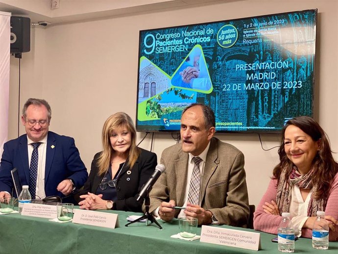 Presentación de SEMERGEN de la novena edición del Congreso Nacional de Pacientes Crónicos en Requena, Valencia, los días 1 y 2 de junio bajo el lema 'Juntos, 50 años más'.