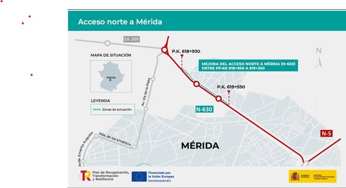 Obras de acceso a Mérida