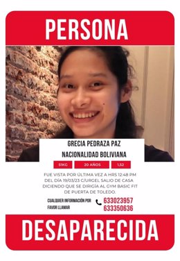 Desaparecida en Madrid una joven boliviana de 20 años.