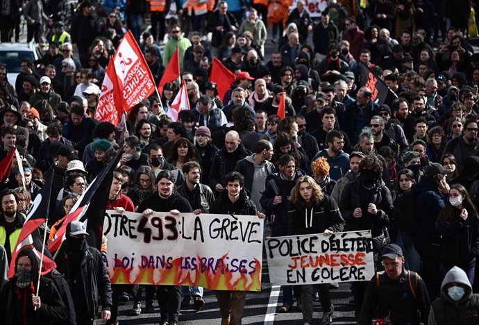 Protesta contra la reforma de las pensiones en Nantes, Francia