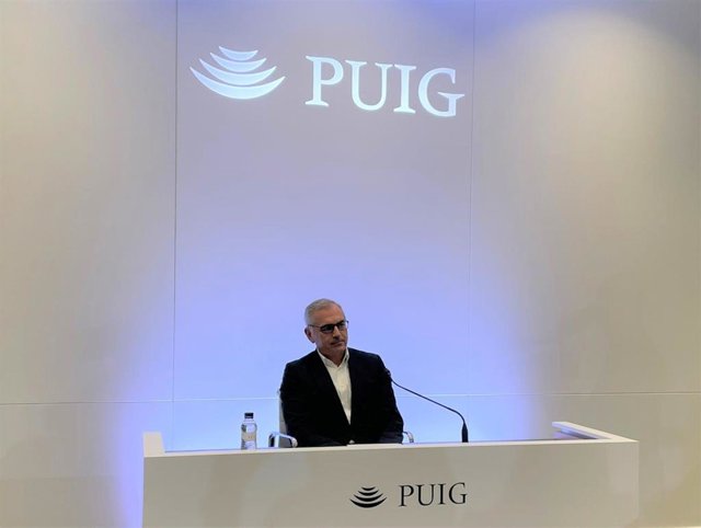 El presidente ejecutivo de Puig, Marc Puig, en rueda de prensa de presentación de resultados 2022