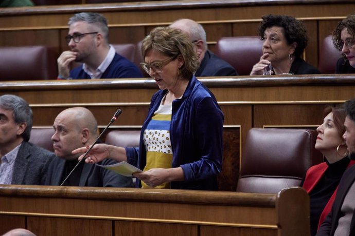 La diputada de ERC Montserrat Bassa interviene durante una sesión plenaria en el Congreso de los Diputados.