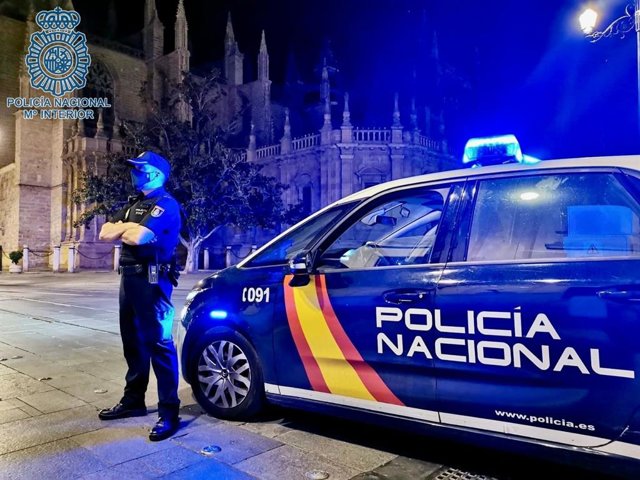 Un agente de la Policía Nacional junto a un coche patrulla en una imagen de recurso.