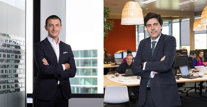 El director de Fortinet para España y Portugal, Acacio Martín, y el director general del negocio B2B de Orange, Joaquín Colino.